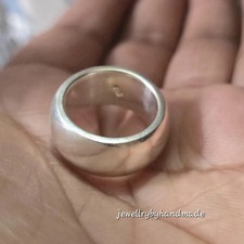 Solid 925 Sterling Silver Ring Dome Ring 10mm Wide Heavy Dome Ring, Silver Plain