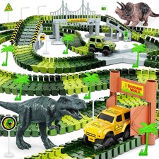 kids dinosaur track race car playset