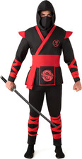 Men's Ninja Costume for Adult, Halloween Cosplay Party Dress Up Outfit