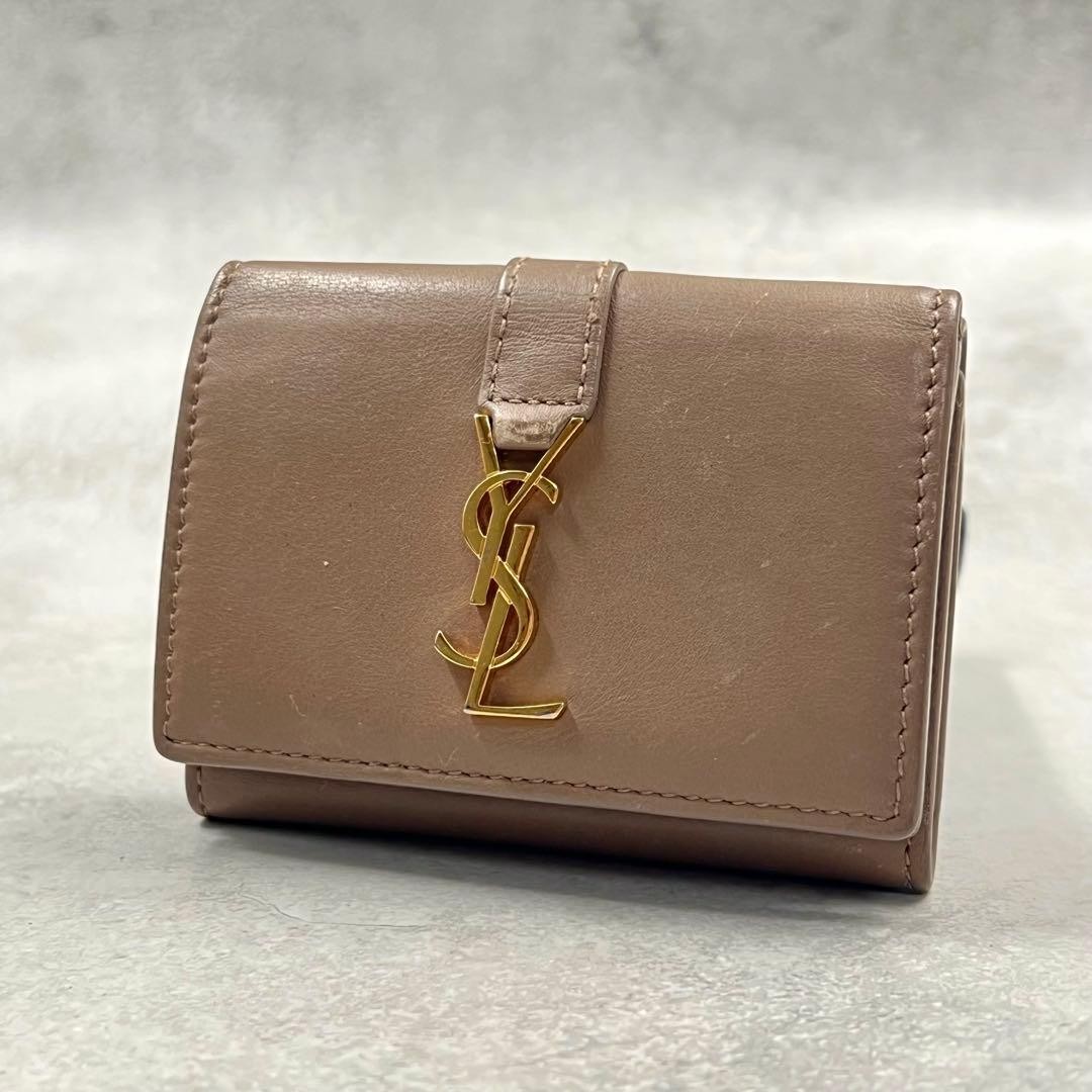 Yves Saint Laurent Wallet Women's Fold Card Case Leather BA Condition Japan