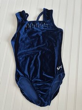 GK Leotard Medium Gymnastics Dance Velvet Blue Sparkle