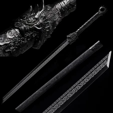 Sharp Black Full Tang Ninja Sword Straight Japanese Katana 1095 Carbon Steel