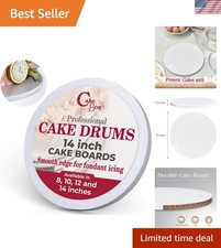 Round Cake Boards - Sturdy 1/2 Thick Drums - 14 Inch Professional Smooth Stra...