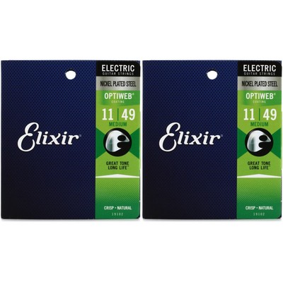 Elixir Strings 19102 Optiweb Electric Guitar Strings - .011-.049 Medium (2-pack)