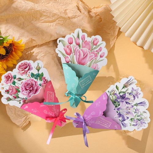 10pcs Carnation Flower Gift Card Folding Thank You Card Valentine's Day - Picture 11 of 20