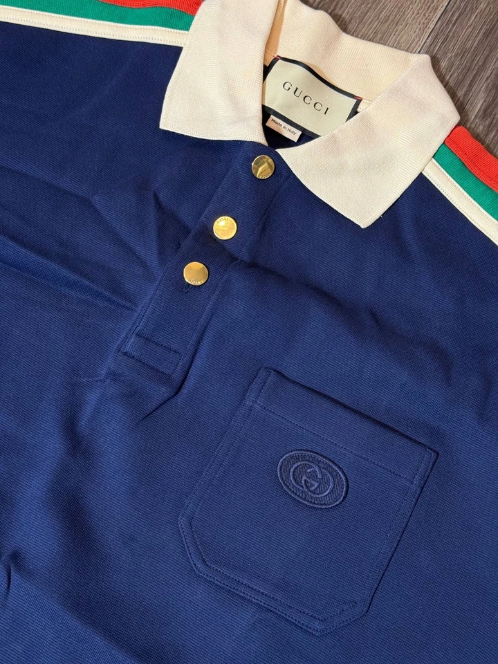 Camiseta Gucci Azul GG Monograma Logo Foto 3 de 4