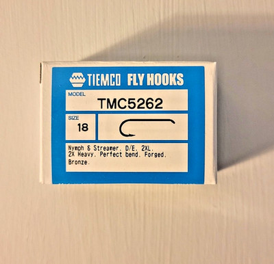100 Tiemco Fly Tying Hooks, TMC 5262, Size 18