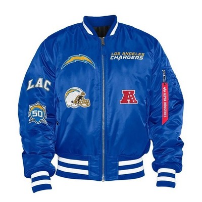 Alpha Industries Men's Los Angeles Chargers Reversible MA-1 Bomber Jacket-Medium