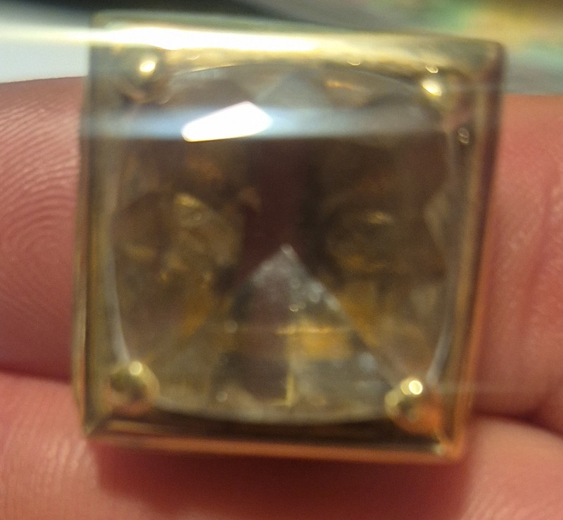 Gold Tone Metal Cocktail Ring Clear Square Crystal 1-Stone Prong Set Size 7.5