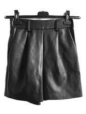 F&F black faux leather shorts size 6 NWT, pockets elastic back waist