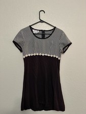 Vintage Byer Too Daisy Chain Checkered Black White Mini Dress Made In USA Sz 6