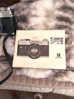 Canon FTb Silver 35mm SLR Film Camera w/ Lens, Case & Instructions Manual