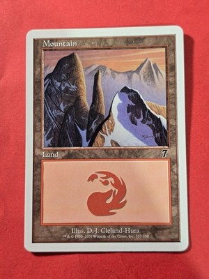 2001 Magic The Gathering Seventh Edition #337 Mountain, Land, C, NF, cd5