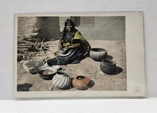 1906 Moki Indian Woman Making Pottery, Native American Vintage Postcard Unposted