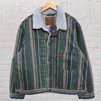 Levi's Type 1 Sherpa Lined Trucker Jacket Striped Premium Big E Mens XL