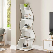 Tribesigns 5 Tier Corner Shelf Modern Wall Corner Bookshelf Storage Rack