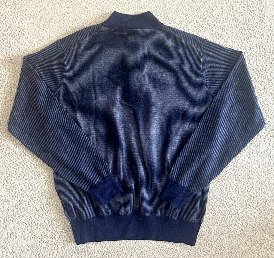 Peter Millar Extrafine Italian Merino Wool Sweater Mens Medium Blue Half Zip - Image 2 of 4