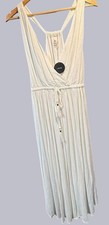 NWT Lulus Santorini Sun White Gauze Drawstring Swim Cover-Up Open Side Max Dress