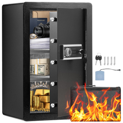 #ad Uimoso Single Door 3.5 cu.ft Safe Box with Key Lock amp; Password LED Light Black $118.59