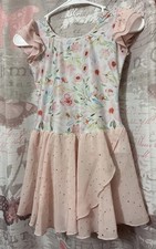 ARSHINER Girls Pink Floral Ballet Dance Ruffle Sleeve Dress Tutu Skirted Leotard