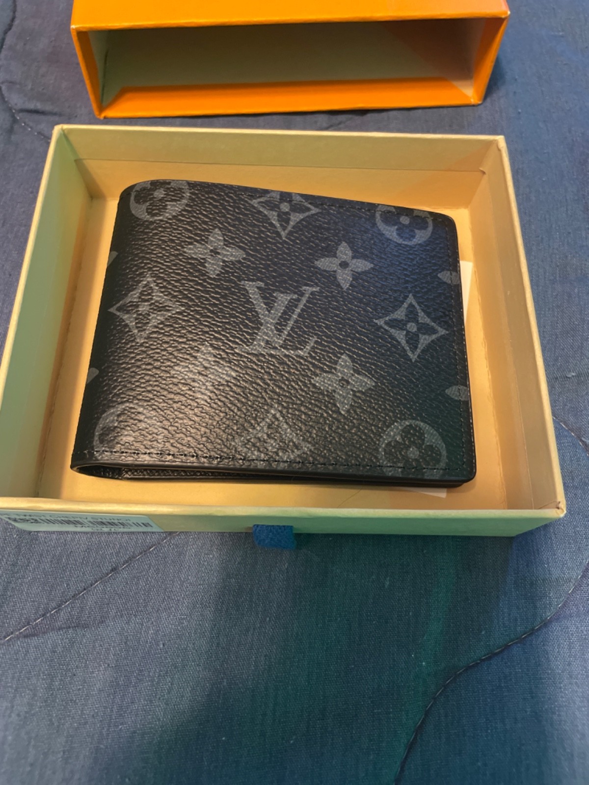 Black Louis Vuitton Men's Monogram Eclipse Slender Wallet
