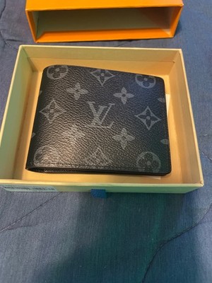 Black Louis Vuitton Men's Monogram Eclipse Slender Wallet