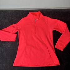Womens Under Armour Sweater Medium Bright Pink 3/4 Zip Up Fleece Long Sleeve
