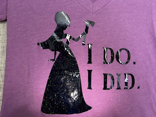 Womens Haunted Mansion "I Do I Did" - Purple XL TShirt w Black Sparkly Print - Picture 2 of 7