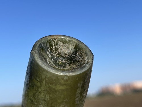 RZADKA antyczna damska butelka wina sprzed 1900 roku, dekoracyjne szkło kolekcjonerskie - Zdjęcie 8 z 11