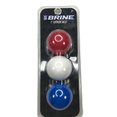 3 Pack Brine 2'' Lacrosse Balls Red White Blue New