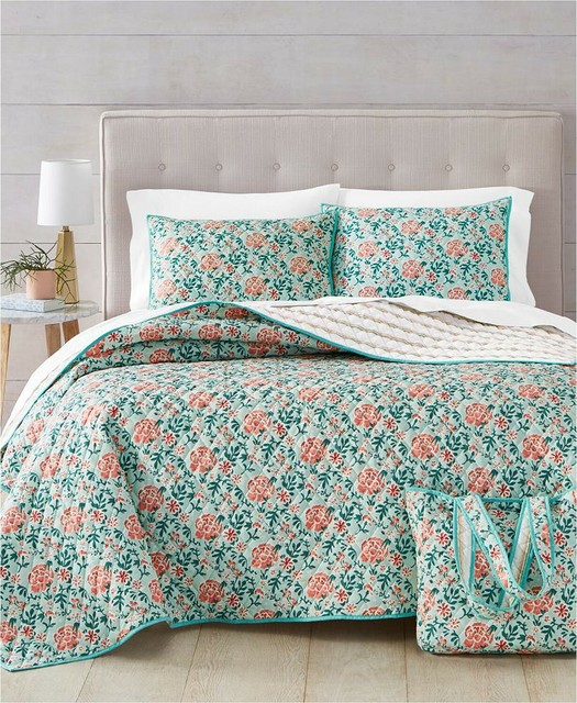 Martha Stewart 3 Piece Full Queen Mini Quilt Set Essentials Spring Fl D9y081 For Martha Stewart 3 Piece Full Queen Mini, Martha Stewart Bed In A Bag King