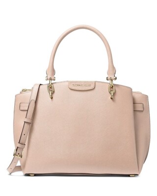 Michael Kors Rochelle Large Leather Satchel Shoulder Bag Soft Pink