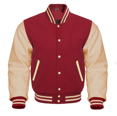 High Quality Letterman Wool & Cowhide Leather Sleeves Bomber Varsity Jacket - Picture 11 of 56