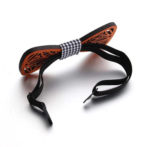 Wooden Bow Tie Men Unisex Hollow Out Carved Retro Neck Ties Adjustable Strap 、 - Picture 7 of 19