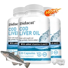 Wild Icelandic Cod Liver Oil Capsules - Omega-3 EPA, DHA , Vitamin A & D