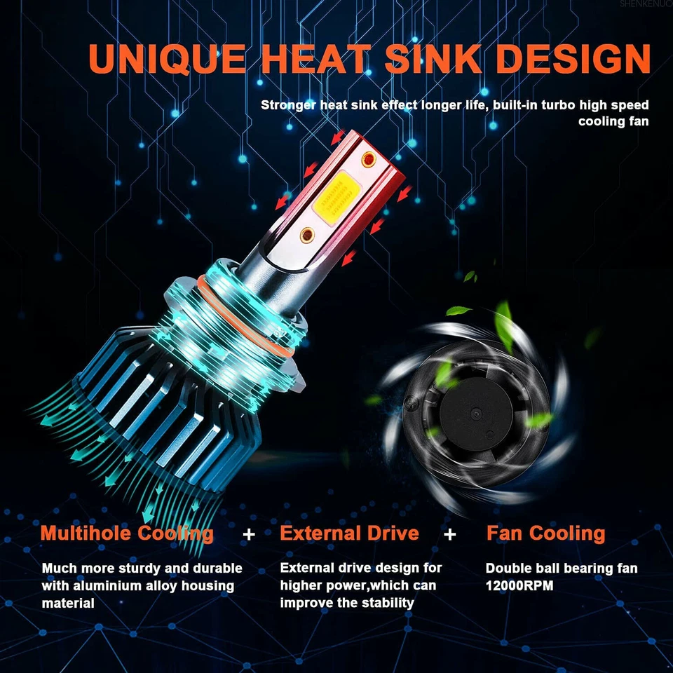 For Volvo VNL VNM 630 670 730 780 2004-2015 Hi/Lo Beam LED Headlight Bulbs White - Image 4 of 4