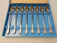 Vintage F B Rogers Silver Co Iced Drink Spoons Set of 8 NOS Original Box