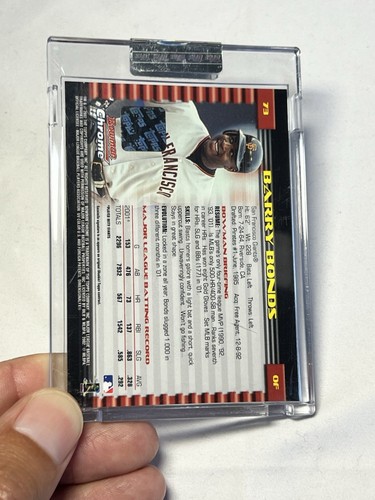 Barry Bonds 2002 Bowman Chrome Buyback Auto /14 #73 - Picture 2 of 2