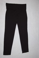 Girls Knit Yoga Pants Leggings SOLID BLACK Fold Top Waistband XS 4-5 L 10-12