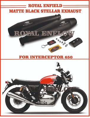 Royal Enfield Matte Black Stellar Exhaust for INTERCEPTOR 650 - Express Shipping