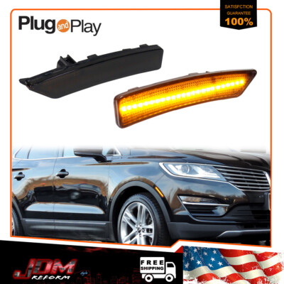 Smoke Amber LED Side Marker Lights Pair – Front Bumper Fit 2015-2019 Lincoln MKC