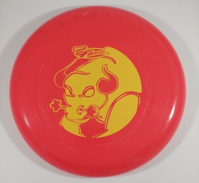 NEW Wham-O Frisbee Red-Orange Color with Yellow Bull Deco 2009 Measures ...