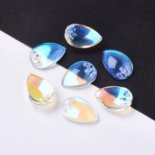 10 Teardrop Beads AB Glass Teal Mermaid Tears Jewelry Supplies Charms Clear 19mm
