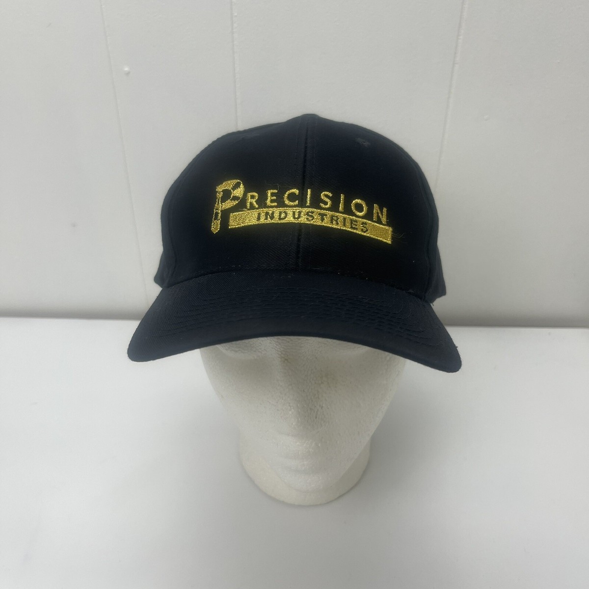Precision Industries Hat Cap Black Gold Embroidered Snapback Adjustable View 2