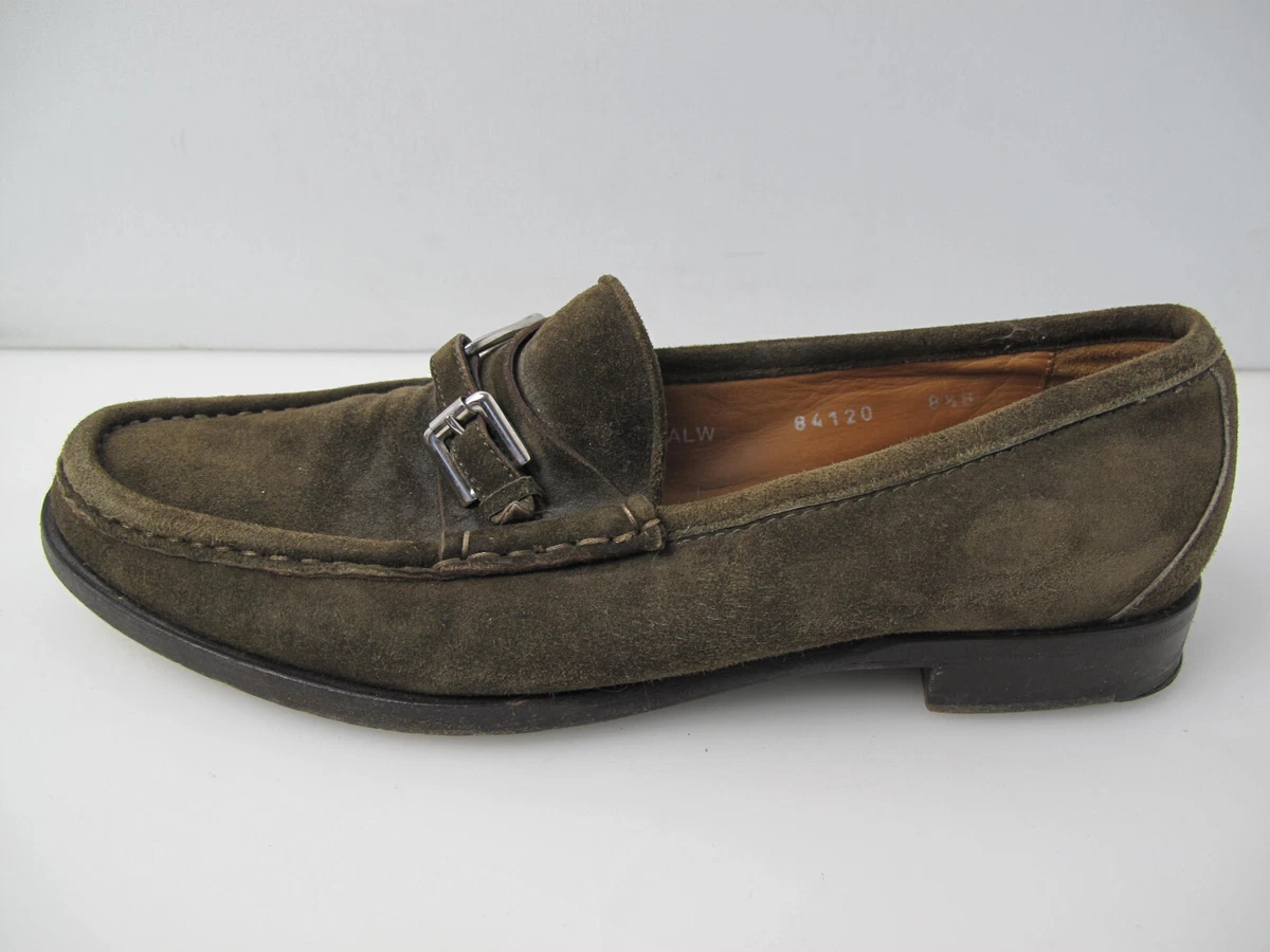 Ralph Lauren Made in Italy Suede Buckle Loafers Dark Brown / Green Trim 10 D Ralph Lauren Loafer Leather Upper Casual Shoes for Men for  main image 3