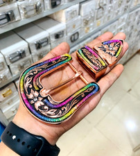 Western buckle set 3 piece 40mm heavy quality buckle copper brass buckle sports.