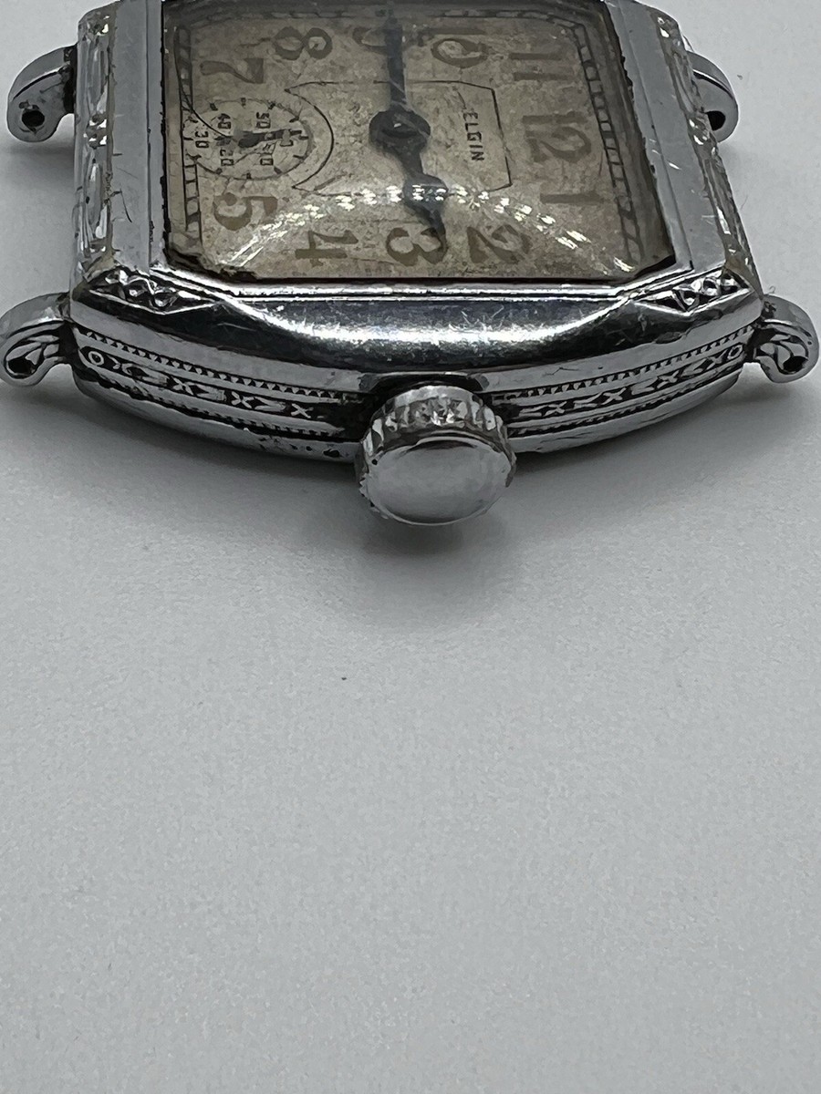 ELGIN 腕時計 VINTAGE 1930s ELGIN ART DECO MENS STARWHITE CUSHION CASE