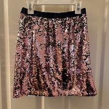 Oshkosh B'gosh Pink Silver Sequin Skirt Flippy Reversible Sequins Girls Size 12
