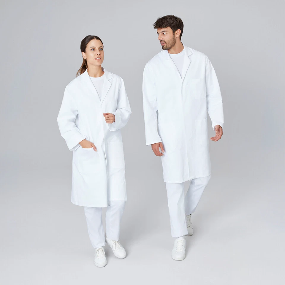 Laborkittel Mantel Kittel unisex Arztkittel Reversekragen Baumwolle Damen Herren - Bild 3 von 4