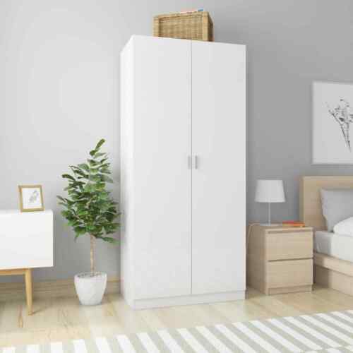 Wardrobe high gloss white 90x52x200 cm wood material-